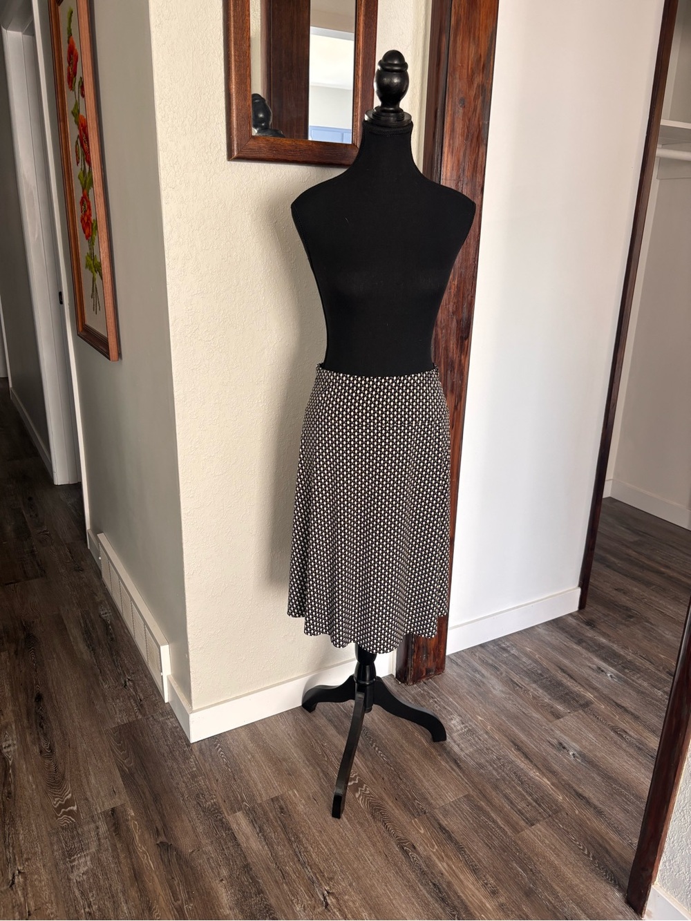 Women's Retro Style Black and White Polka Dot A-Line Skirt